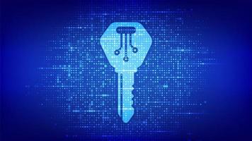 Digital key. Electronic key icon made with binary code. Cyber security and access background. Digital binary data and streaming digital code. Matrix background with digits 1.0. vector