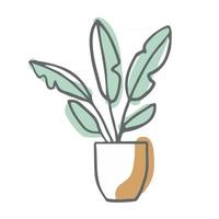 Potted plant in abstract minimal style vector