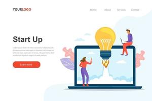 Start up landing page website vector