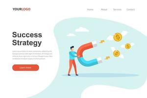 Success strategy landing page website vector