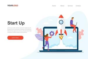 Start up landing page website vector