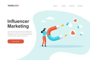 Influence marketing landing page website vector