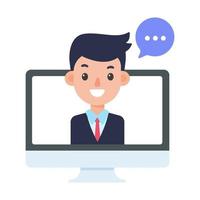 vector businessman on computer screen online meeting concept