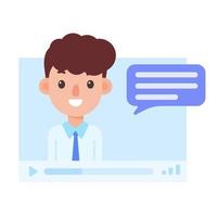 vector businessman on computer screen online meeting concept