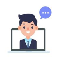 vector businessman on computer screen online meeting concept