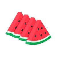 Watermelon vector. red fruit cut into pieces with seeds inside Refreshing food in the summer vector