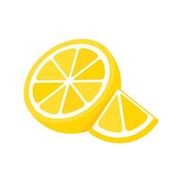 Sour yellow lemons. High vitamin C lemons are cut into slices for summer lemonade. vector