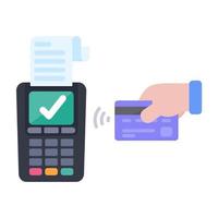 Credit card swipe machine Spending money on credit card purchases instead of cash. vector