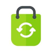 Eco bag icon. A green bag for items made of paper instead of plastic. Reuse concept vector