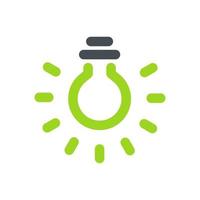 Light bulb icon. Light bulb illuminated by solar energy. Environmental conservation concept vector