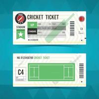 Tarjeta de boleto de cricket de diseño moderno. ilustración vectorial vector