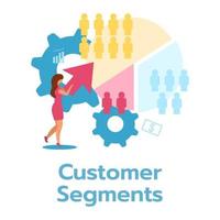 Customer segment flat vector illustration. Business model. Marketing target audience. Consumer segmentation. Market analysis. Company strategy. Isolated cartoon character on white background