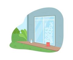 Wash window from outside 2D vector web banner