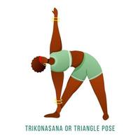 Ilustración de vector plano trikonasana. pose de triángulo.