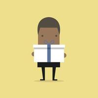 African businessman holding a big gift box. vector