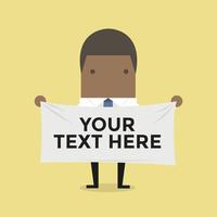 African businessman holding a banner for your text. vector