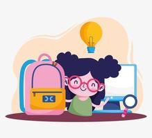 cute student learning vector