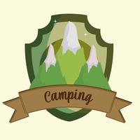 camping mountains label vector