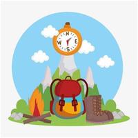 camping compass travel vector