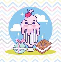 cute milkshake macaroon vector