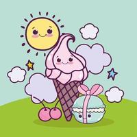 cute ice cream cookie vector