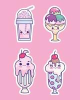 cute ice cream set vector