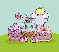 cute cupcake jelly vector