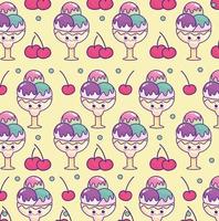 cute icecream cherry vector