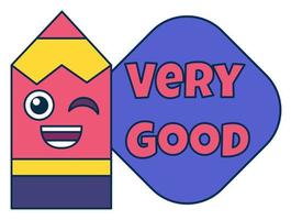 Very good teacher reward sticker, school award vector