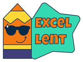 Excellent teacher reward sticker, cool school award vector