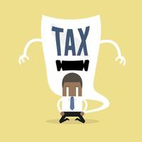 African businessman crying with tax monster vector