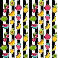 Exotic fruits on stripes seamless pattern vector