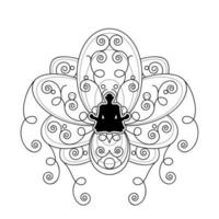 Human Silhouette with Lotus Flower Vector Template