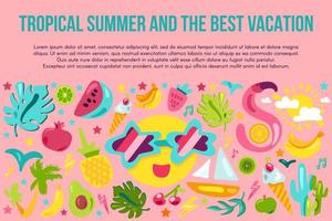 Summer vacation flat banner template vector