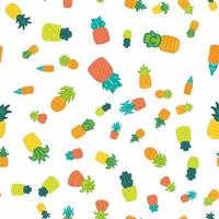 Pineapples vector hand drawn seamless pattern