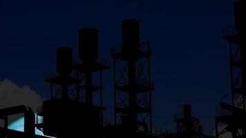 Super aqua moon rising back the silhouette of an industrial construction video