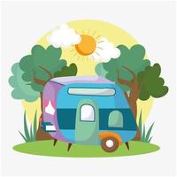 camping camper forest vector