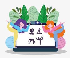 online yoga lesson vector