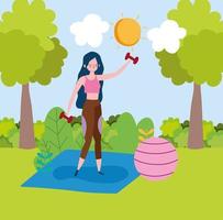 woman practicing exercise vector