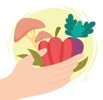 hand healthy food vector