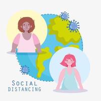 social distancing world vector