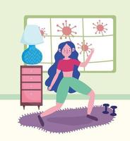 girl exercising at home vector
