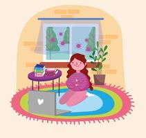 girl studying home vector