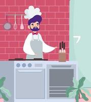 chef cooking kitchen vector