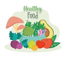 healthy food bowl vector