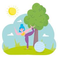 woman practicing yoga vector