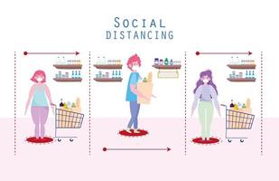 mercado de distanciamiento social vector