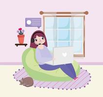 woman using laptop vector