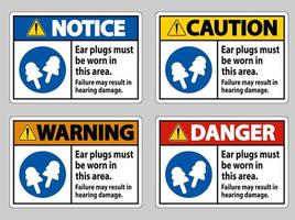 Ear Plugs Must Be Worn In This Area, Failure May Result In Hearing Damage vector