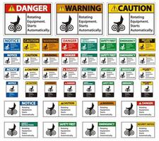 Set Rotating Equipment.Starts Automatically Symbol Sign Isolate on White Background,Vector Illustration vector